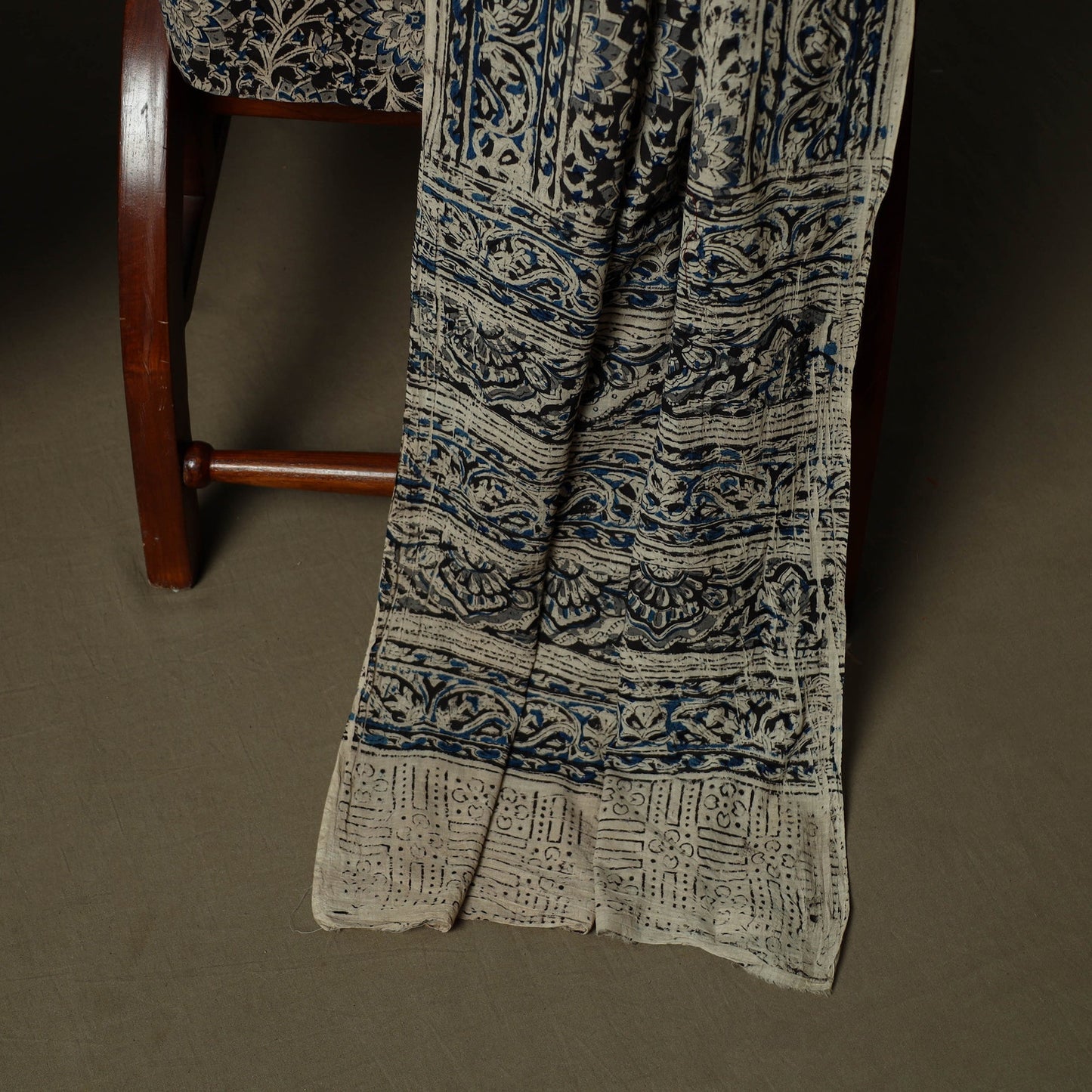 Natural dyed pedana kalamkari hand block print cotton 3pc