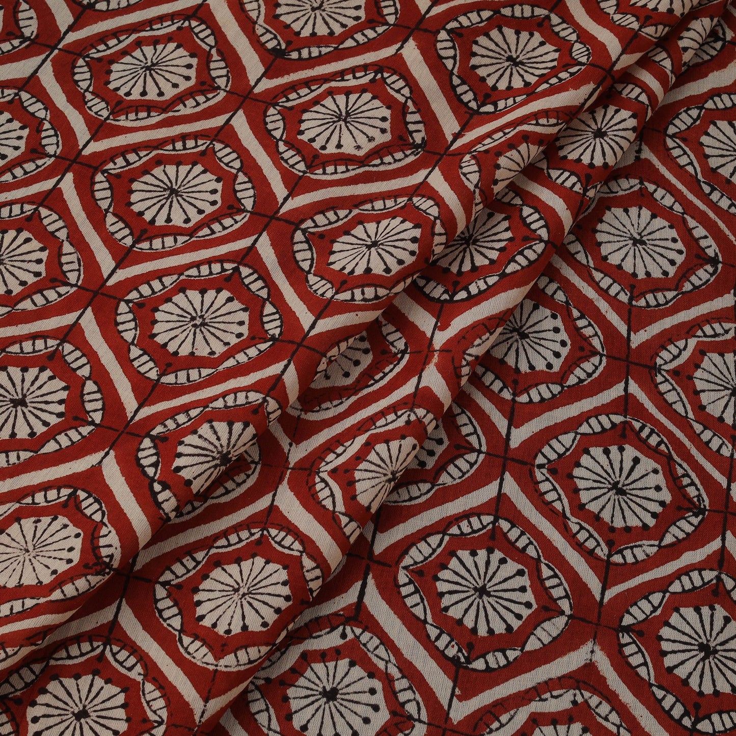 Natural dyed pure mul cotton hand block bagru print fabric
