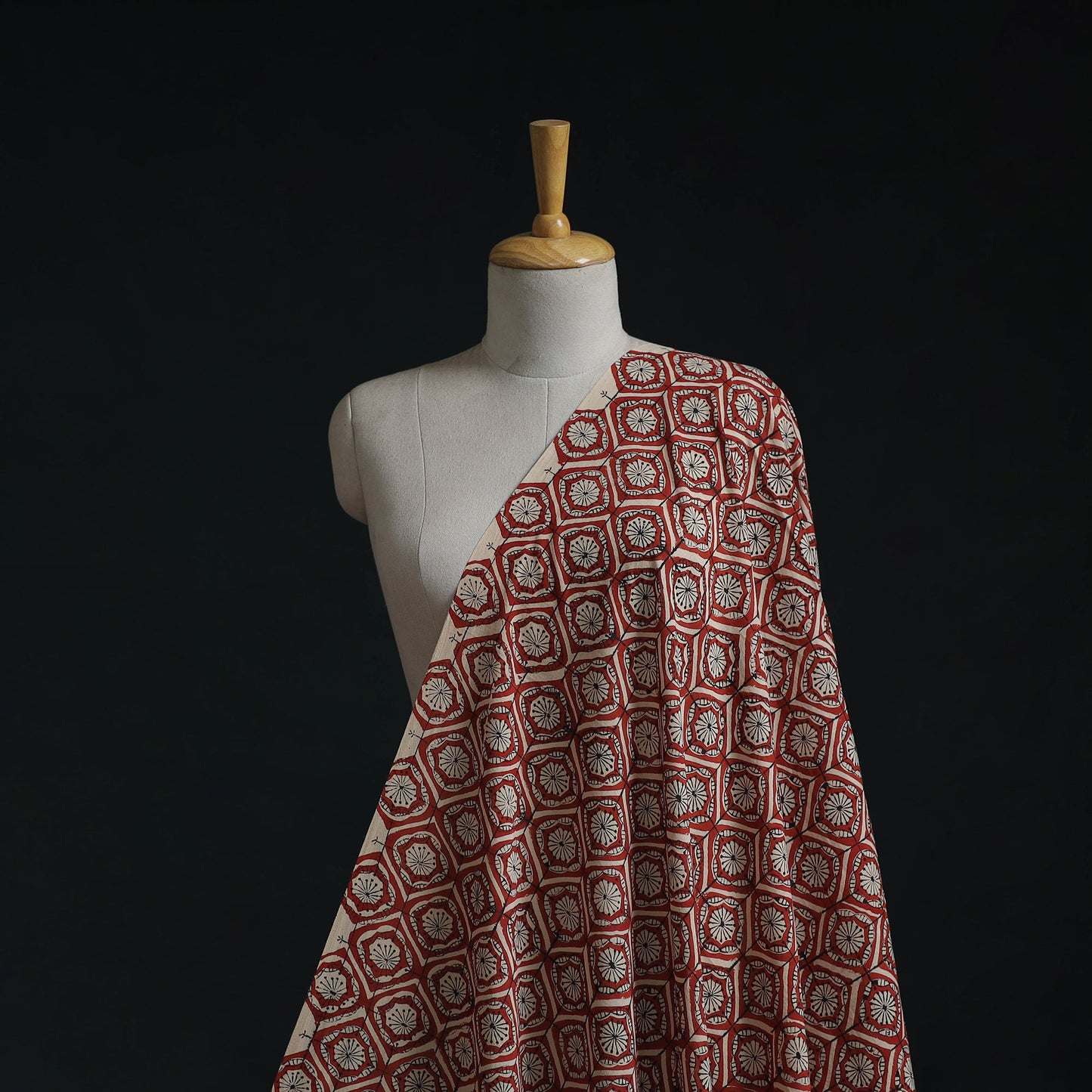 Natural dyed pure mul cotton hand block bagru print fabric