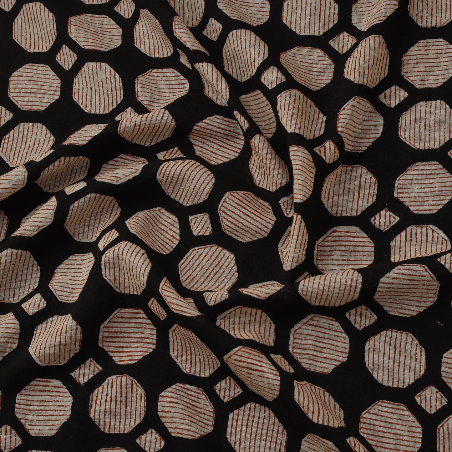 Natural dyed pure mul cotton hand block bagru print fabric