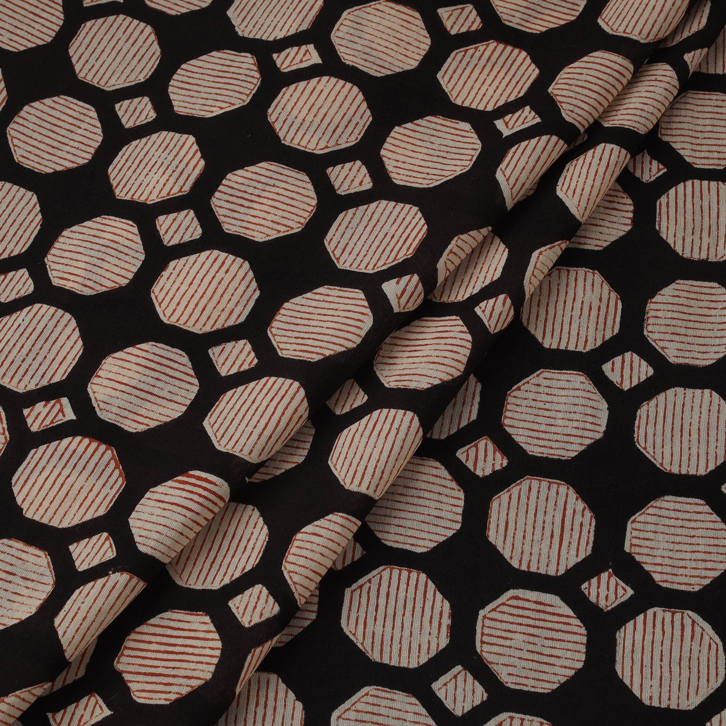 Natural dyed pure mul cotton hand block bagru print fabric