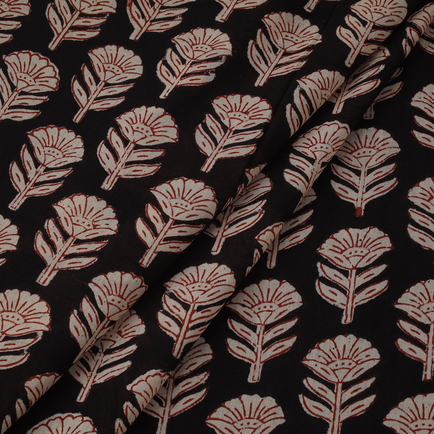 Natural dyed pure mul cotton hand block bagru print fabric