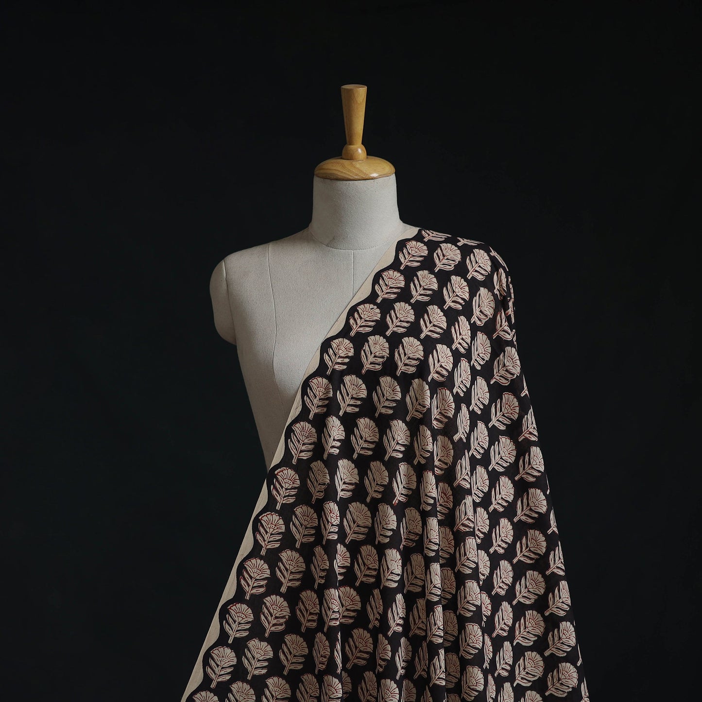 Natural dyed pure mul cotton hand block bagru print fabric