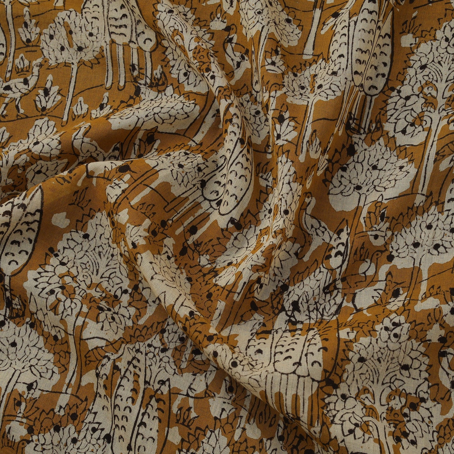 Natural dyed pure mul cotton hand block bagru print fabric