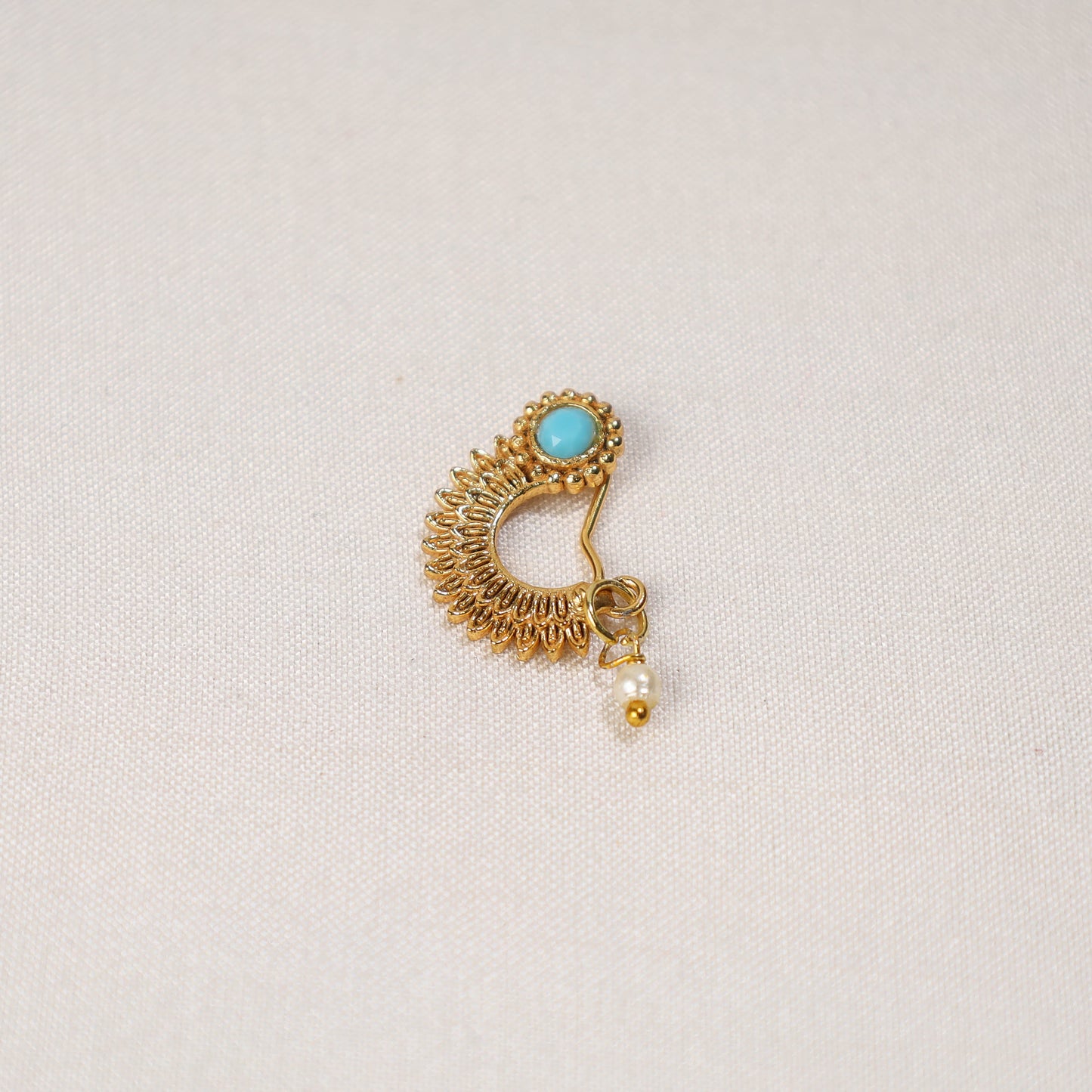  Brass Base Oxidised Antique Gold Finish Maharashtrian Nose Clip-on 