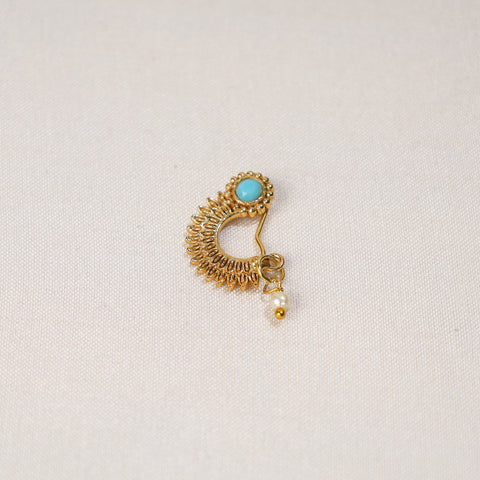  Brass Base Oxidised Antique Gold Finish Maharashtrian Nose Clip-on 