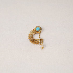  Brass Base Oxidised Antique Gold Finish Maharashtrian Nose Clip-on 