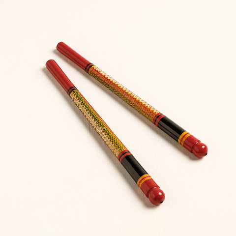  Handmade Lacquered Wooden Garba Dandiya Sticks 