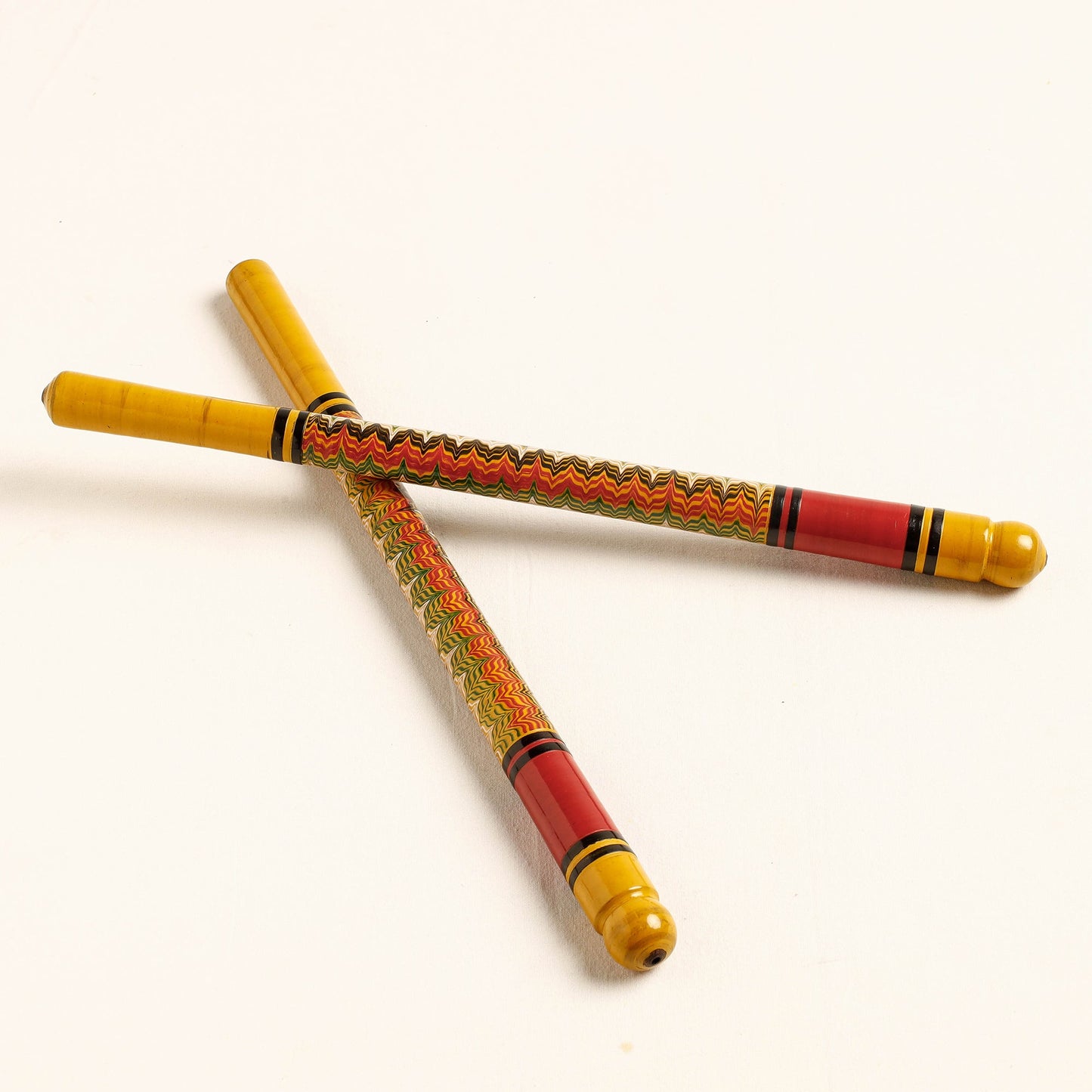  Handmade Lacquered Wooden Garba Dandiya Sticks 