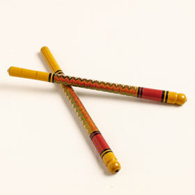  Handmade Lacquered Wooden Garba Dandiya Sticks 