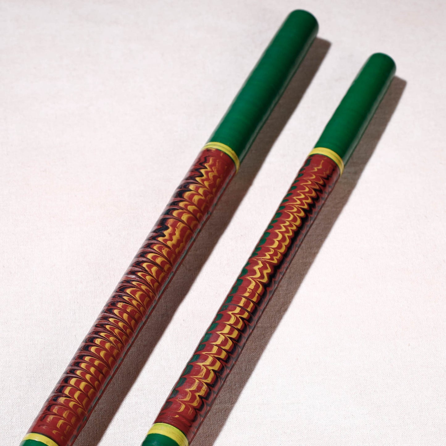  Handmade Lacquered Wooden Garba Dandiya Sticks 