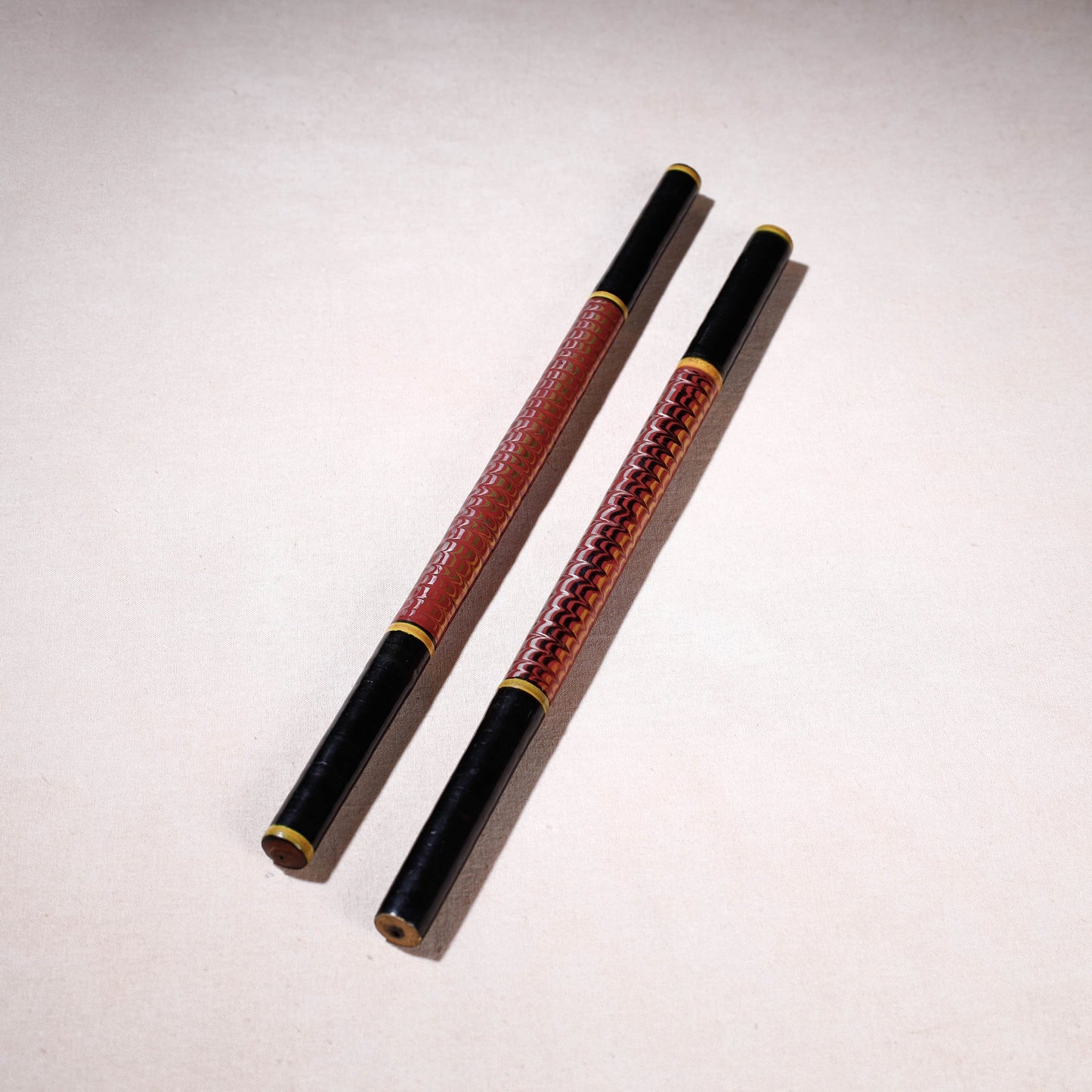 Handmade Lacquered Wooden Garba Dandiya Sticks 