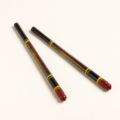  Handmade Lacquered Wooden Garba Dandiya Sticks 