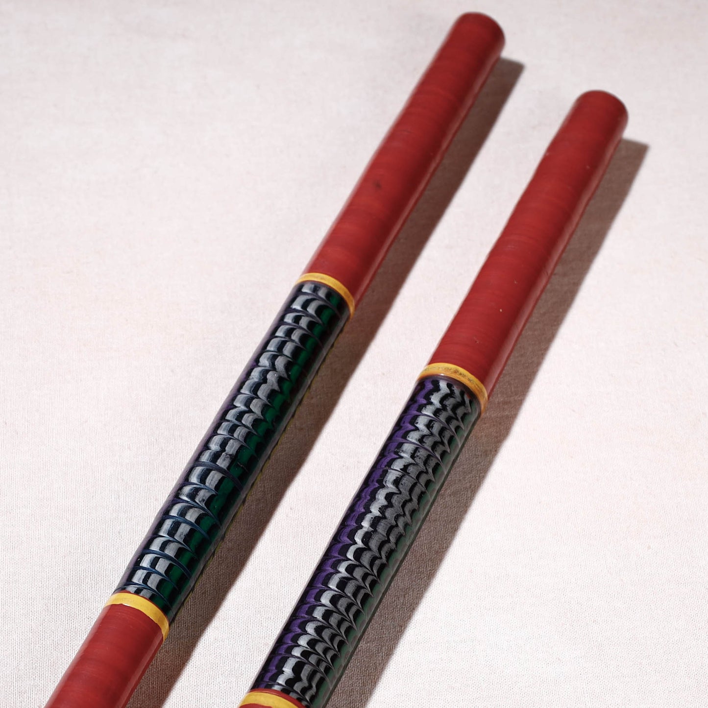  Handmade Lacquered Wooden Garba Dandiya Sticks 