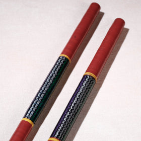  Handmade Lacquered Wooden Garba Dandiya Sticks 