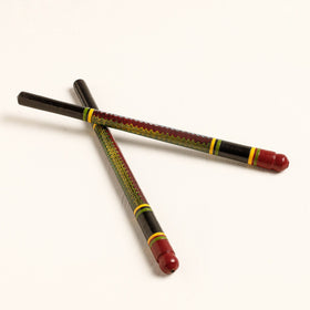  Handmade Lacquered Wooden Garba Dandiya Sticks 