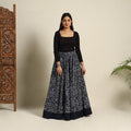 Navy Blue 24 Kali Patchwork Batik Print Cotton Long Skirt