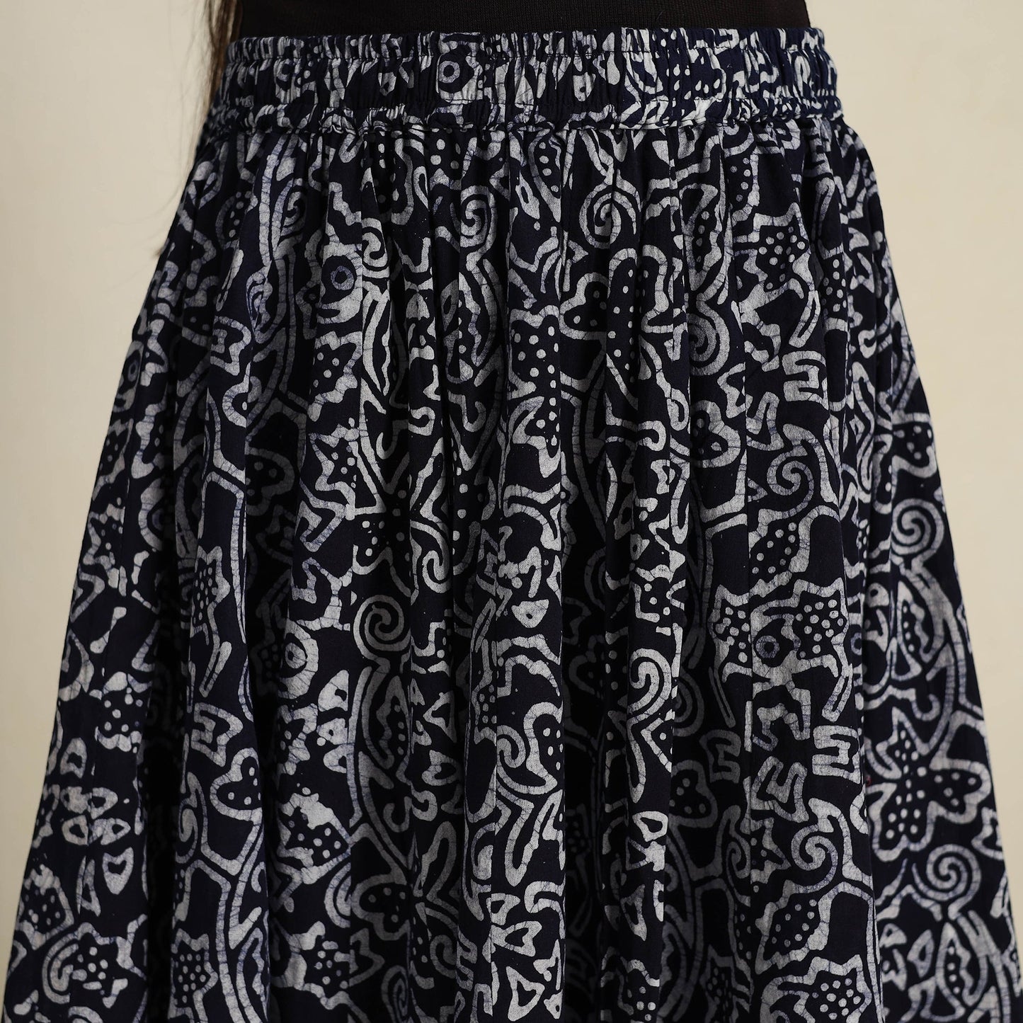 Navy Blue 24 Kali Patchwork Batik Print Cotton Long Skirt