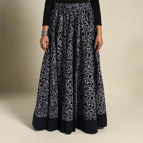 Navy Blue 24 Kali Patchwork Batik Print Cotton Long Skirt