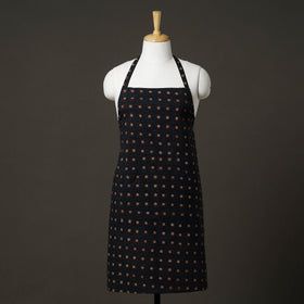 Navy Blue Ajrakh Block Printed Cotton Apron with Pocket 