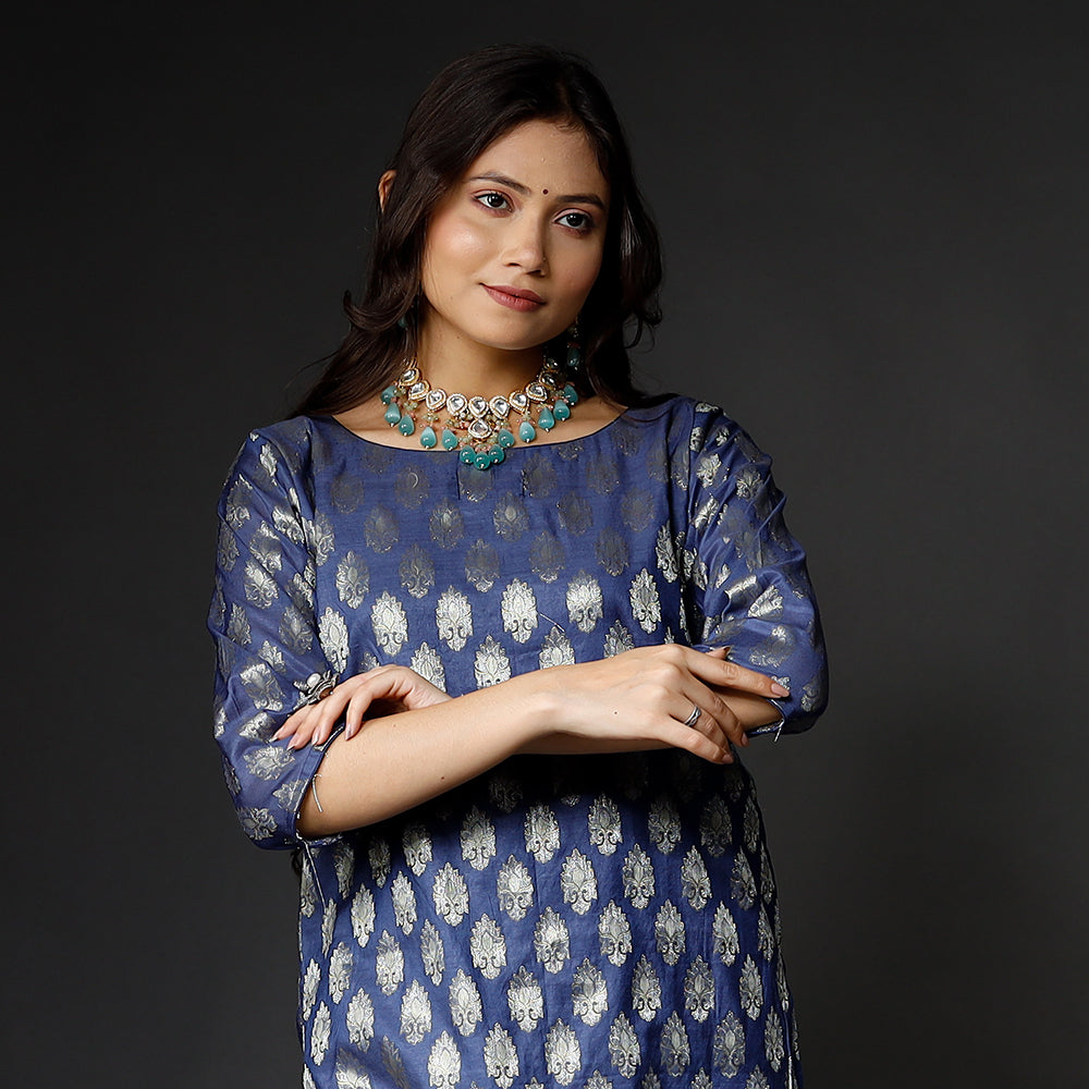 Banarasi Kurta with Palazzo & Dupatta Set
