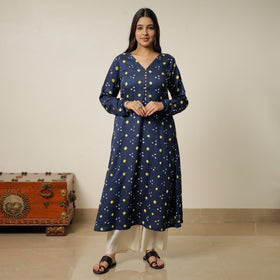 Buy Bandhani Tie-Dye Cotton A-Line Kurta for Women