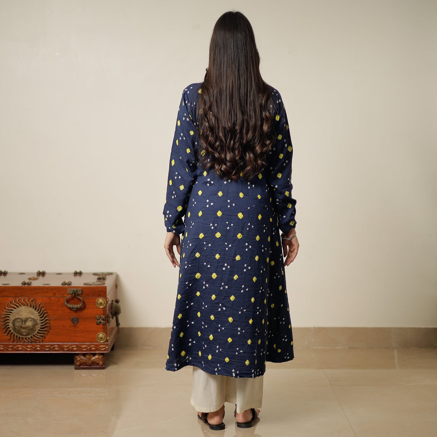 Buy Bandhani Tie-Dye Cotton A-Line Kurta for Women