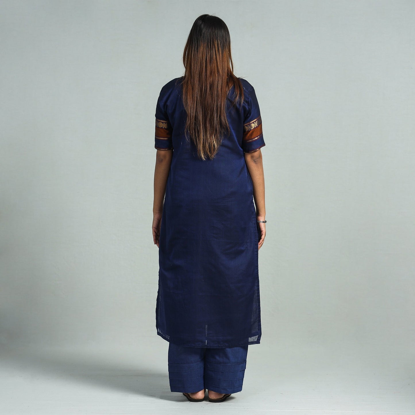 Navy blue - dharwad cotton kurta with palazzo & dupatta set