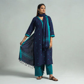 Navy blue - dharwad cotton kurta with palazzo & dupatta set