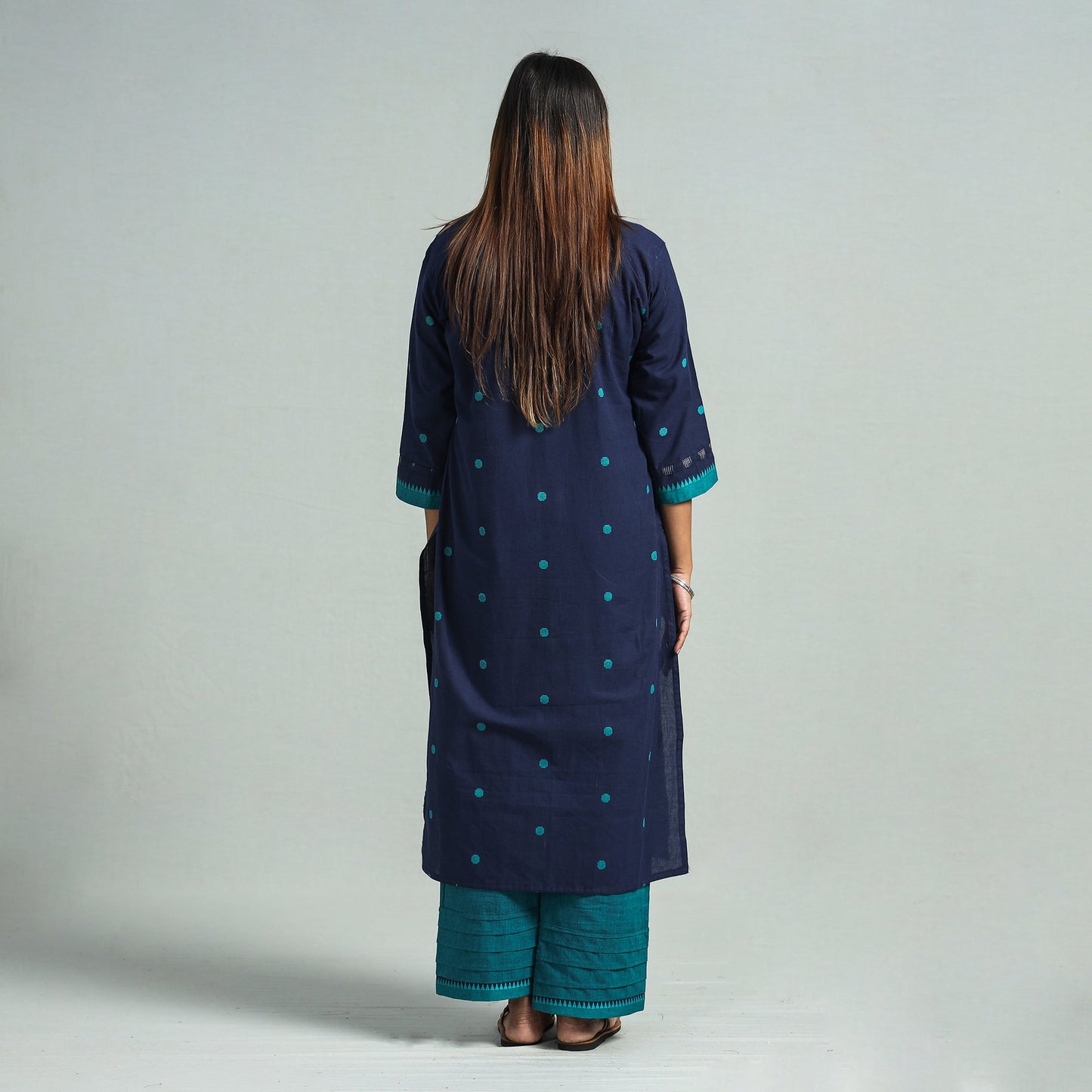Navy blue - dharwad cotton kurta with palazzo & dupatta set