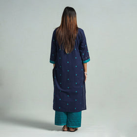 Navy blue - dharwad cotton kurta with palazzo & dupatta set