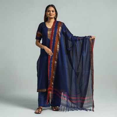 Navy blue - dharwad cotton kurta with palazzo & dupatta set