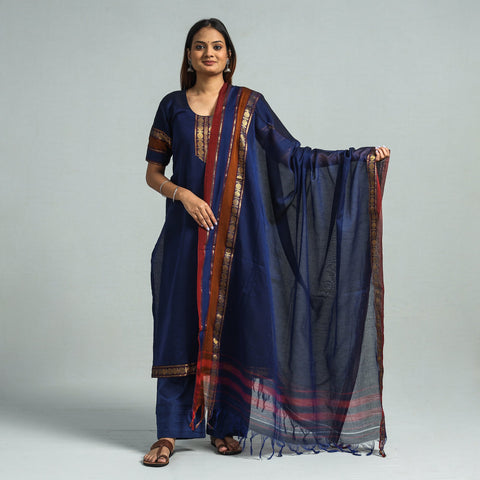 Navy blue - dharwad cotton kurta with palazzo & dupatta set