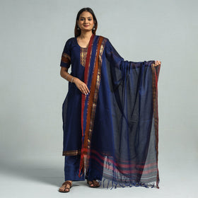 Navy blue - dharwad cotton kurta with palazzo & dupatta set