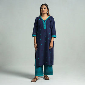 Navy blue - dharwad cotton kurta with palazzo & dupatta set