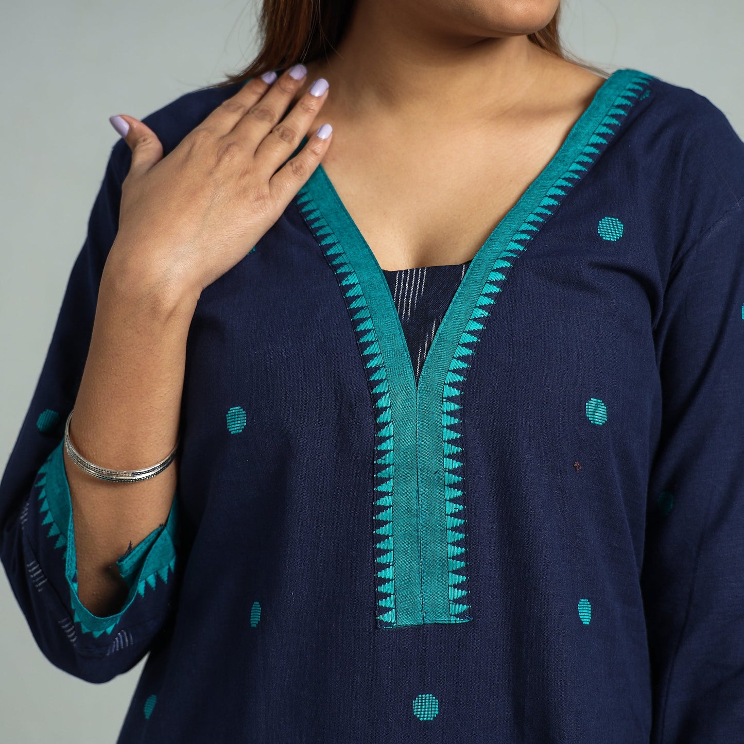 Navy blue - dharwad cotton kurta with palazzo & dupatta set