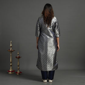 Navy blue - elegant banarasi brocade silk kurta with pant