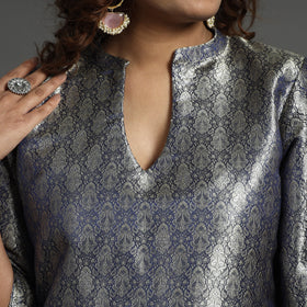 Navy blue - elegant banarasi brocade silk kurta with pant