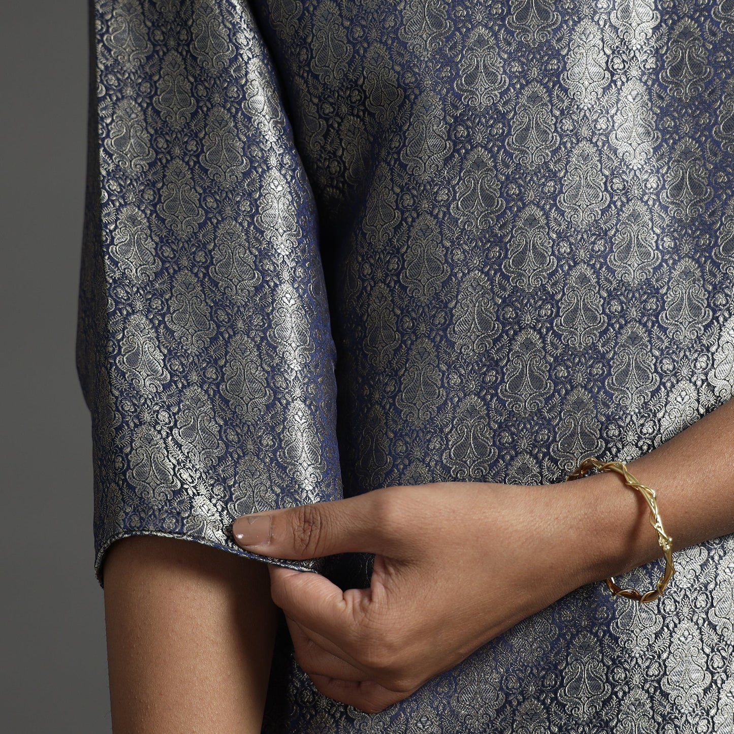 Navy blue - elegant banarasi brocade silk kurta with pant