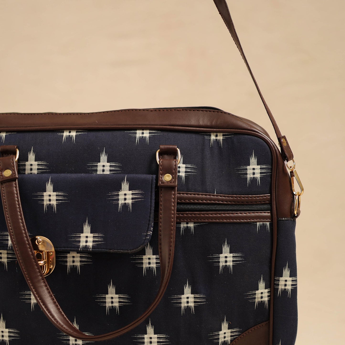  Navy Blue Handcrafted Printed Laptop Bag 