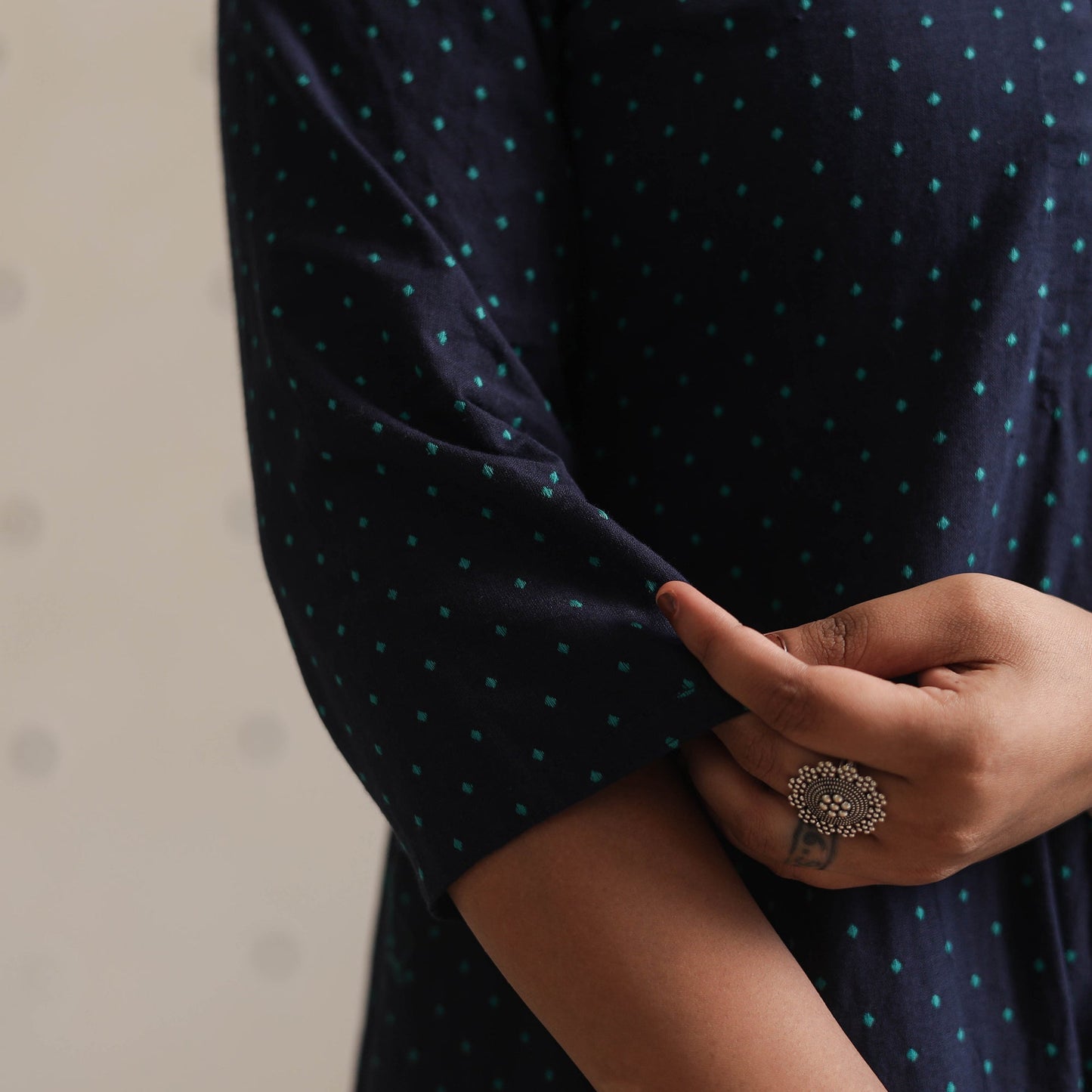 Buy Jacquard Cotton A-Line Kurta for Women