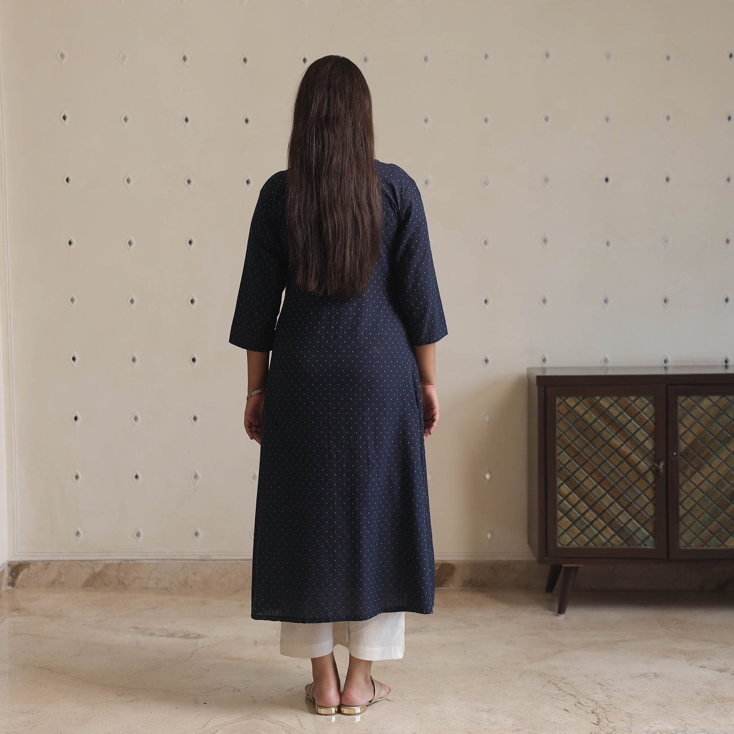 Buy Jacquard Cotton A-Line Kurta for Women