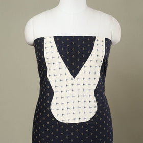 Buy Navy Blue Jacquard Patchwork Cotton Kurta Material