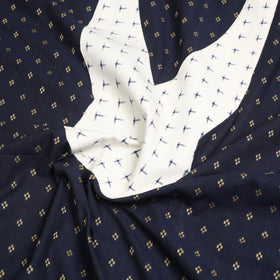 Buy Navy Blue Jacquard Patchwork Cotton Kurta Material