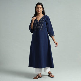 Buy Jhiri Handloom Cotton Ikat Patchwork Long Kurta Online l iTokri.com