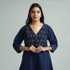 Buy Jhiri Handloom Cotton Ikat Patchwork Long Kurta Online l iTokri.com