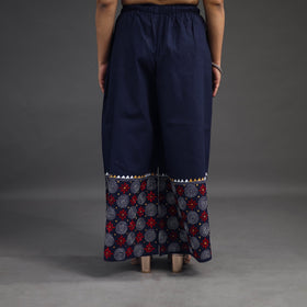 Navy blue - kantha hand embroidery palazzo in cotton 05