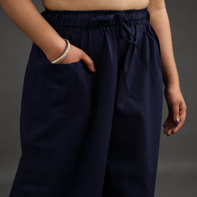 Navy blue - kantha hand embroidery palazzo in cotton 05