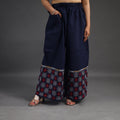 Navy blue - kantha hand embroidery palazzo in cotton 05