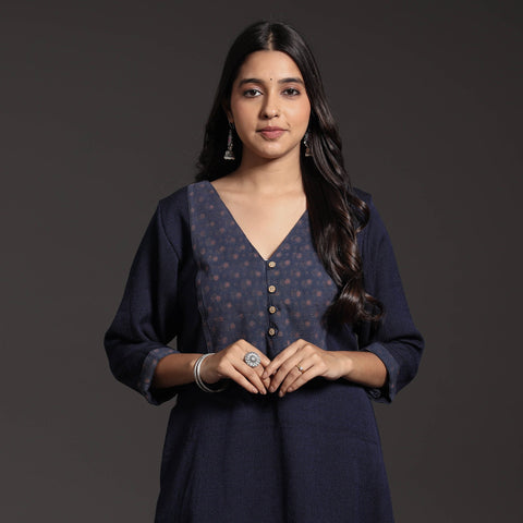 Kumaun Handwoven Straight Merino Woolen Kurta for Women